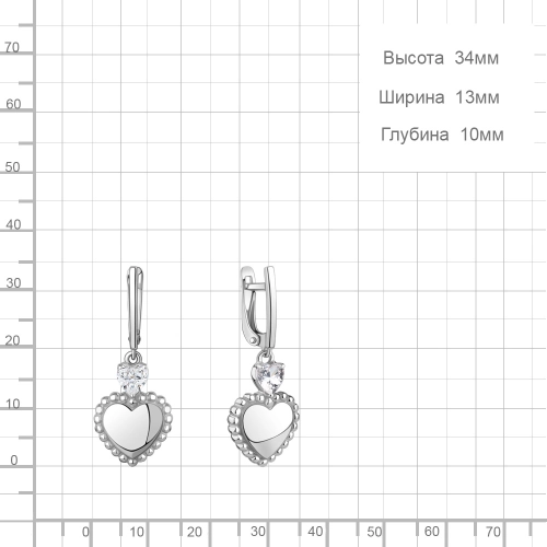 Серьги из серебра 925 пробы с фианитами