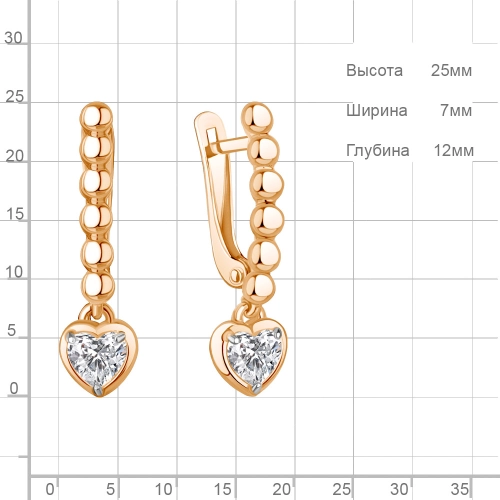 Серьги из серебра 925 пробы с фианитами