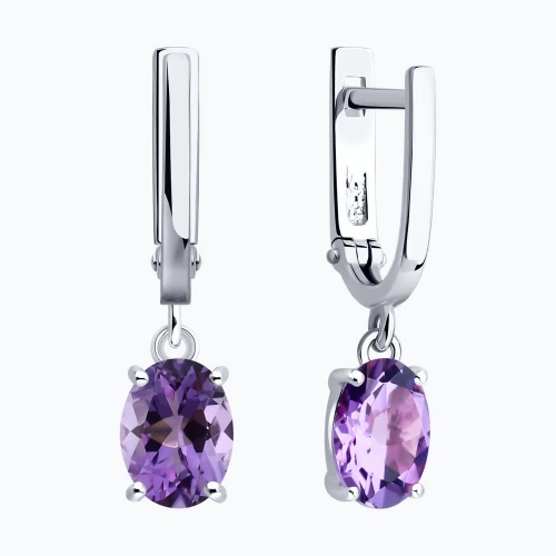 Серьги из серебра 925 пробы с аметистами