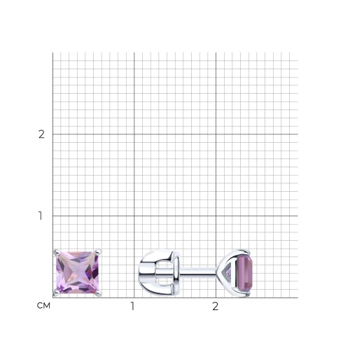 Серьги пусеты из серебра 925 пробы с аметистами