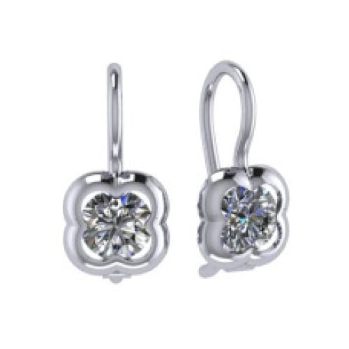 Серьги петельки из серебра 925 пробы с фианитами