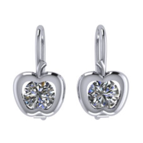 Серьги петельки из серебра 925 пробы с фианитами