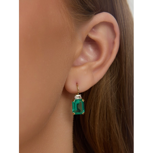 Серьги (585 ж) изумруд ситалл, фианит