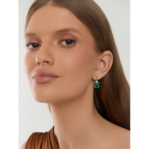 Серьги (585 ж) изумруд ситалл, фианит