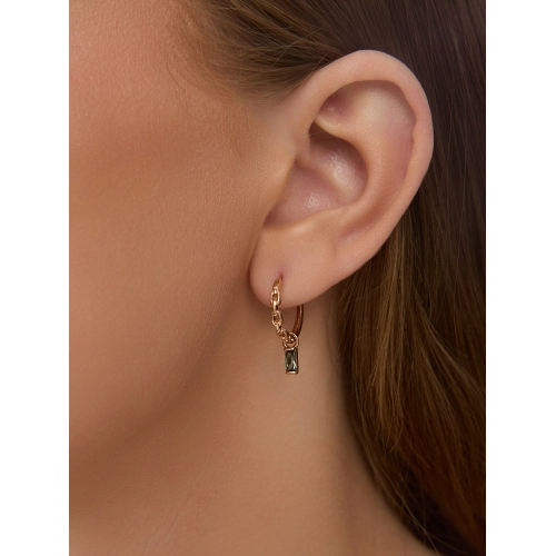 Серьги из золота 585 пробы с ситаллами цвета турмалин