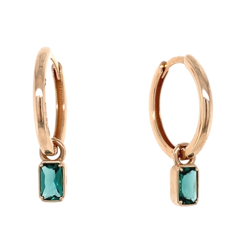 Серьги из золота 585 пробы с ситаллами цвета турмалин