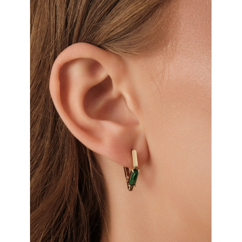 Серьги (585 ж) изумруд ситалл