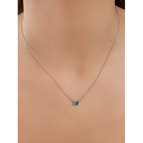 Колье из белого золота 585 пробы с топазом  London Blue