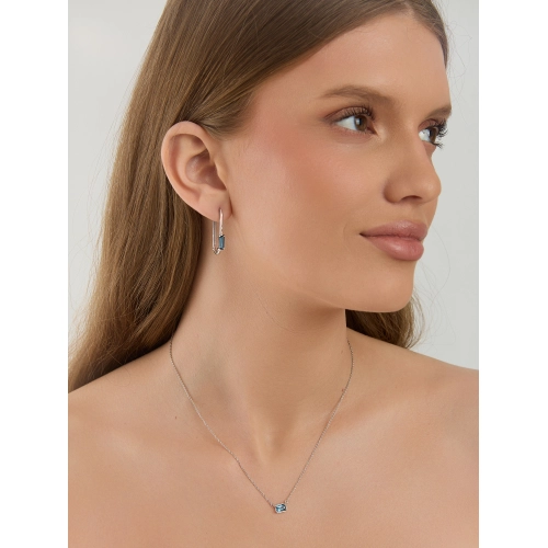 Колье из белого золота 585 пробы с топазом  London Blue