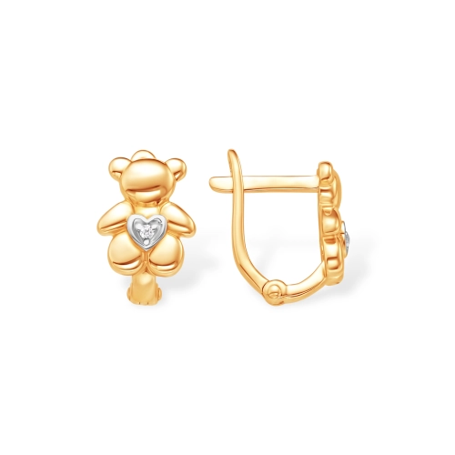 Серьги из серебра 925 пробы с позолотой, сфианитами