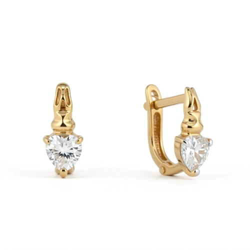 Серьги из серебра 925 пробы с позолотой, сфианитами