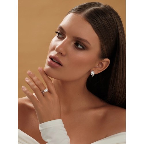 Серьги из серебра 925 пробы с цветными фианитами