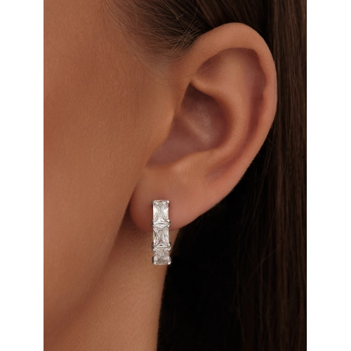 Серьги из серебра 925 пробы с фианитами