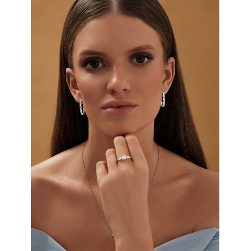 Серьги из серебра 925 пробы с фианитами