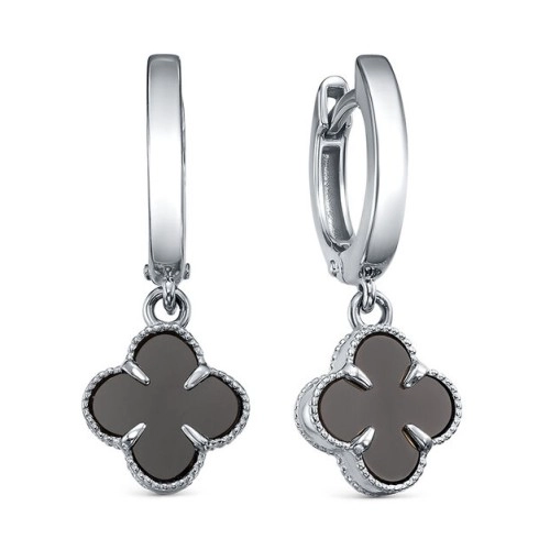 Серьги из серебра 925 пробы с ониксом