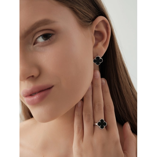 Серьги из серебра 925 пробы с ониксом