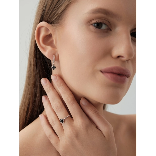 Серьги из серебра 925 пробы с ониксом