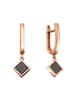 Серьги из золота 585 пробы с ониксом