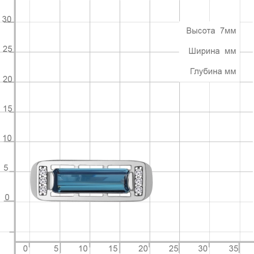 Кольцо из серебра 925 пробы с искусственным топазом ЛОНДОН и фианитами