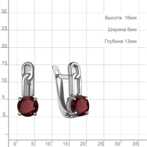 Серьги из серебра 925 пробы с гранатами