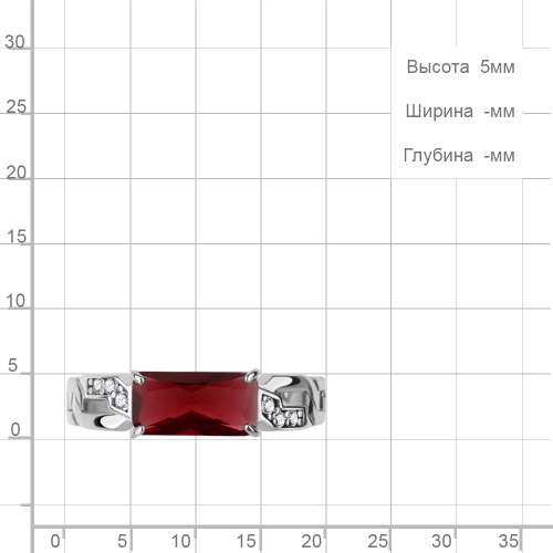 Кольцо из серебра 925 пробы с искусственным гранатом и фианитами