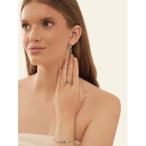 Серьги из серебра 925 пробы с искусственным турмалином и фианитами