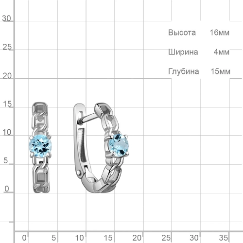 Серьги из серебра 925 пробы с топазами