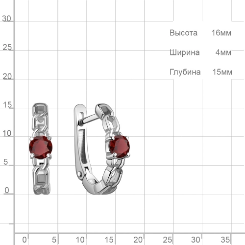 Серьги из серебра 925 пробы с гранатами