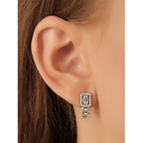 Серьги из серебра 925 пробы с топазами и фианитами