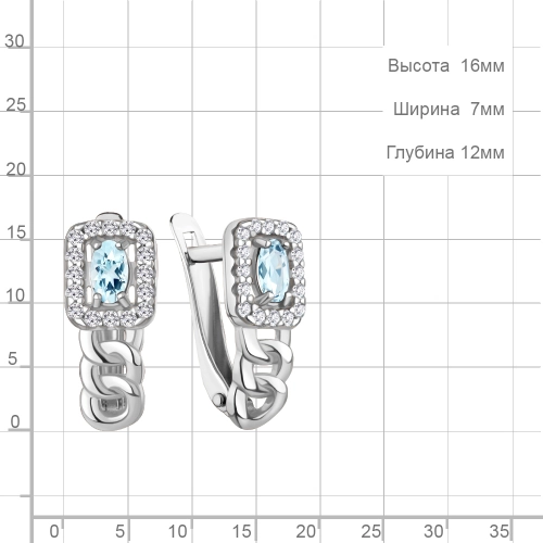 Серьги из серебра 925 пробы с топазами и фианитами