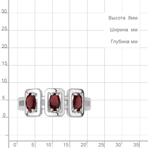 Кольцо из серебра 925 пробы с гранатом