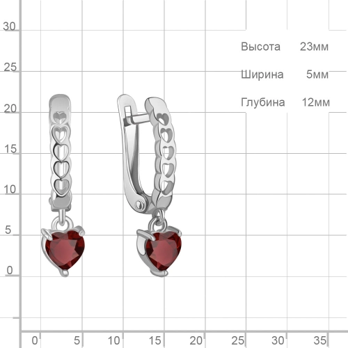 Серьги из серебра 925 пробы с гранатами