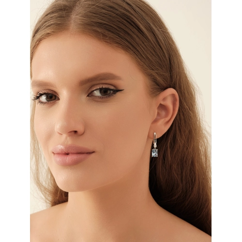 Серьги из серебра 925 пробы с искусственными топазами и фианитами