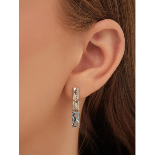 Серьги из серебра 925 пробы с искусственными топазами и фианитами