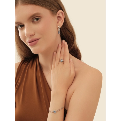 Серьги из серебра 925 пробы с искусственными топазами и фианитами