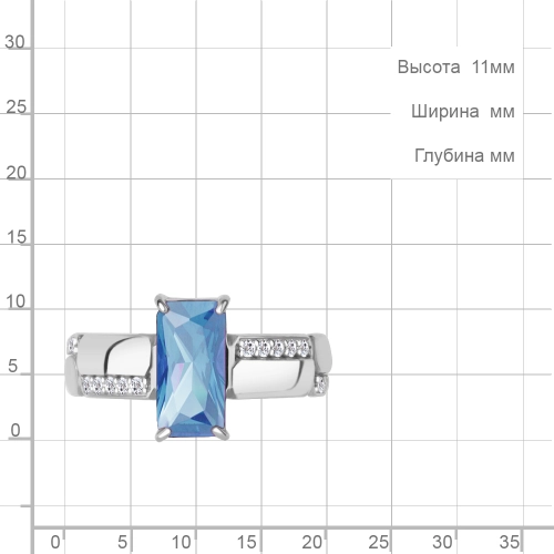 Кольцо из серебра 925 пробы с искусственным топазом и фианитами