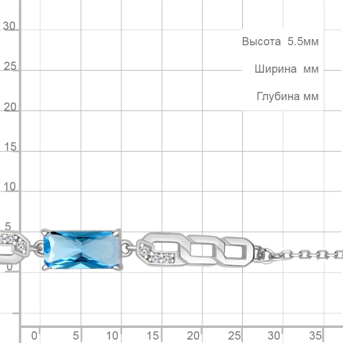 Браслет из серебра 925 пробы с искусственными топазами и фианитами