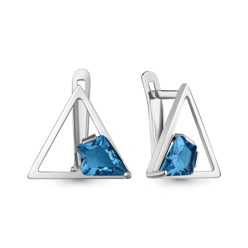 Серьги из серебра 925 пробы с искусственным топазом London Blue