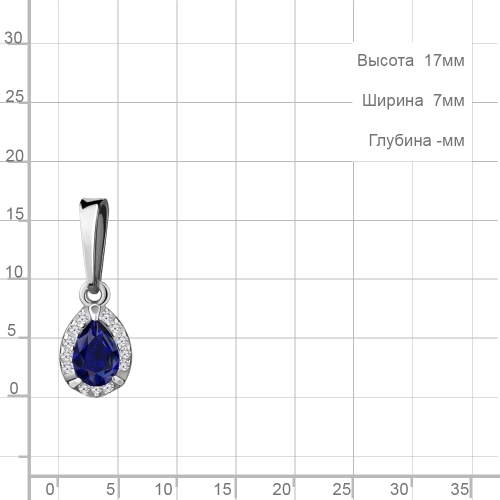 Подвеска (925) корунд сапфир синтет., фианит