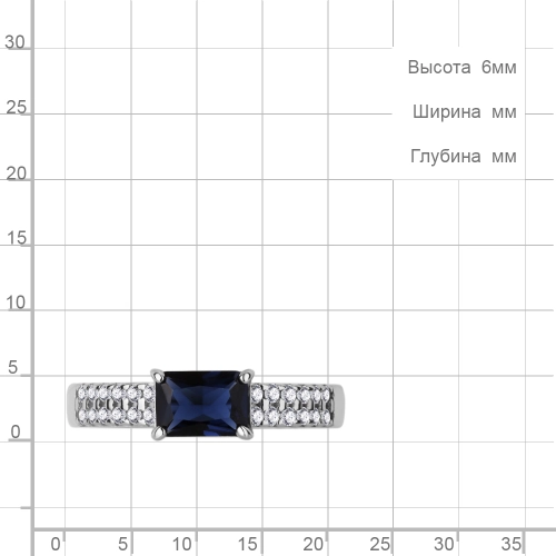 Кольцо из серебра 925 пробы с искусственным сапфиром и фианитами