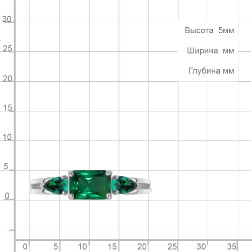 Кольцо из серебра 925 пробы с искусственными изумрудами