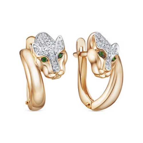 Серьги из золота 585 пробы с фианитами