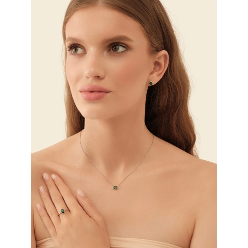 Колье (925) корунд изумруд синт.