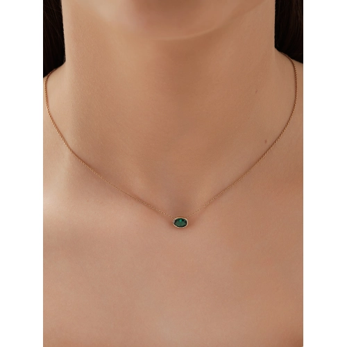 Колье (585) корунд изумруд синт.