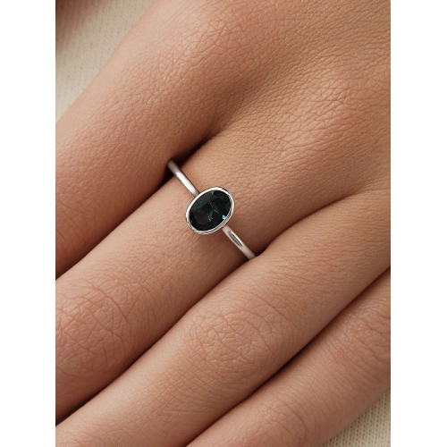 Кольцо из белого золота 585 пробы с топазом London Blue