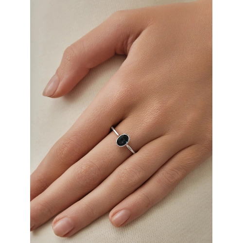 Кольцо из белого золота 585 пробы с топазом London Blue