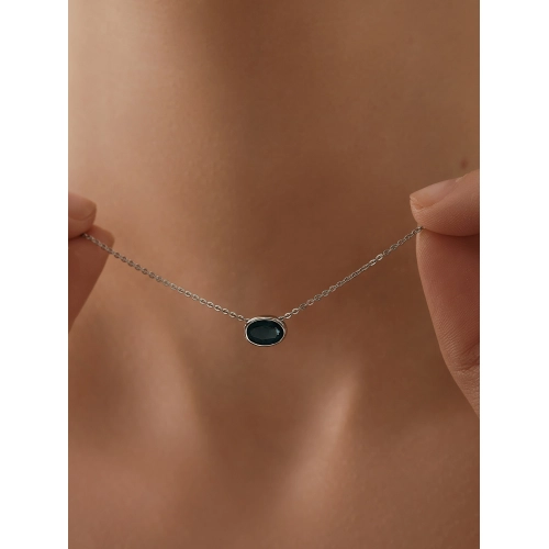 Колье из белого золота 585 пробы с топазом  London Blue