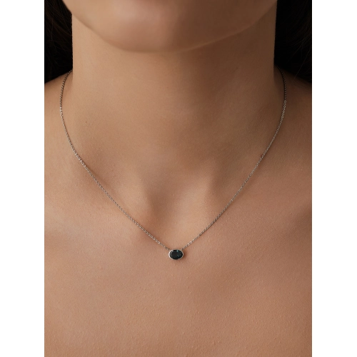 Колье из белого золота 585 пробы с топазом  London Blue