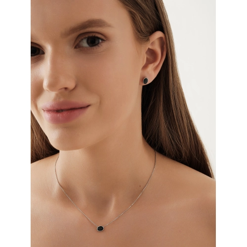 Колье из белого золота 585 пробы с топазом  London Blue