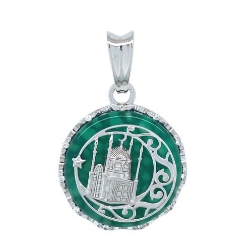 Подвеска (925) агат, фианит мусульманская